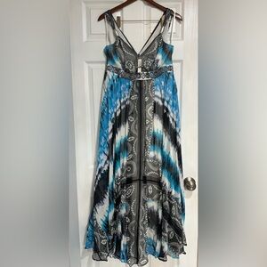NWT White House Black Market Blue and Black Maxi Dress